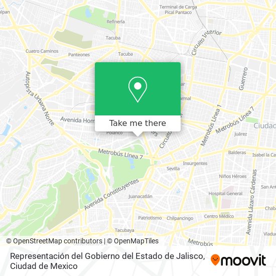 Representación del Gobierno del Estado de Jalisco map