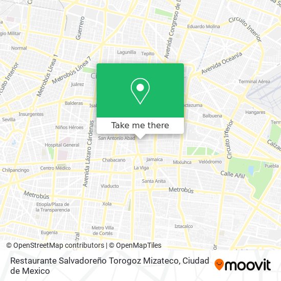 Mapa de Restaurante Salvadoreño Torogoz Mizateco