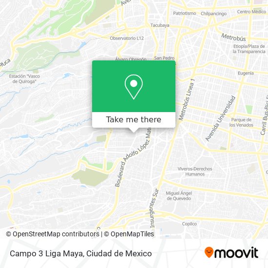 How to get to Campo 3 Liga Maya in Miguel Hidalgo by Bus or Metro?