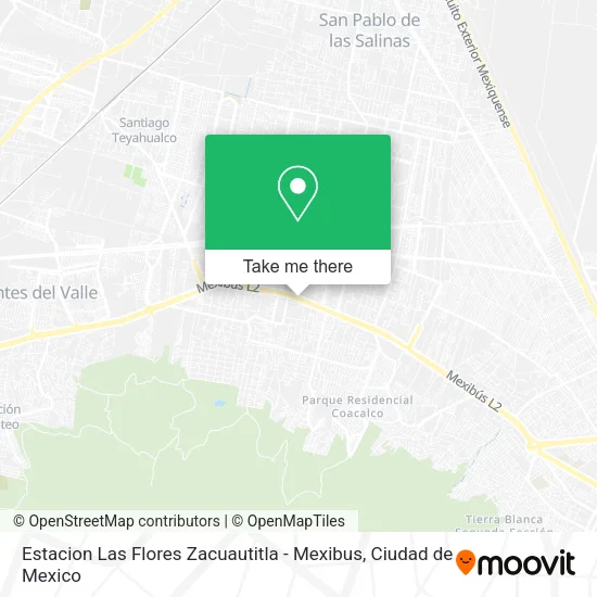 Estacion Las Flores Zacuautitla - Mexibus map