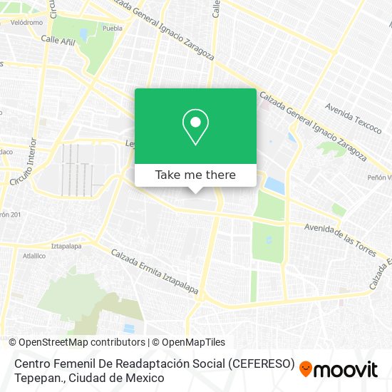Centro Femenil De Readaptación Social (CEFERESO) Tepepan. map