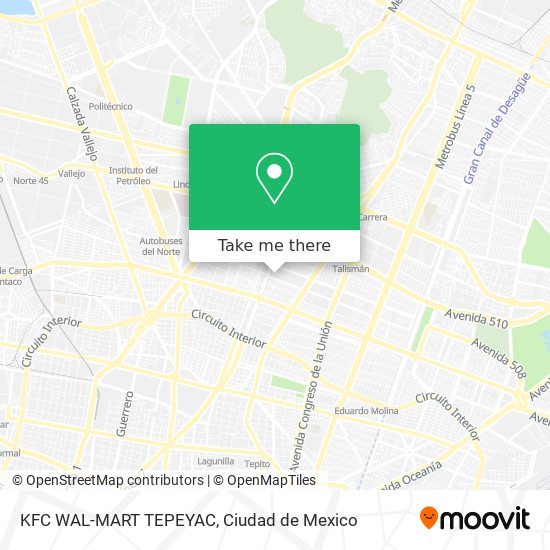 Mapa de KFC WAL-MART TEPEYAC