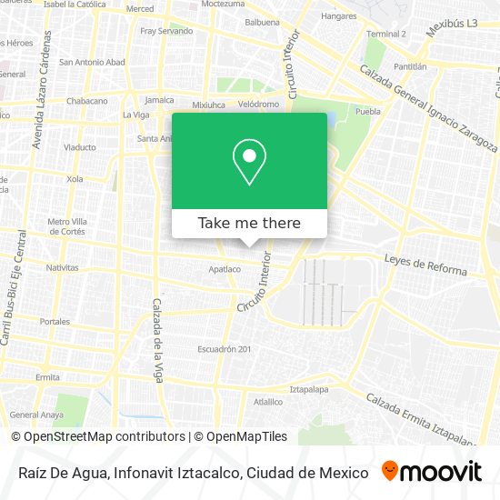 Raíz De Agua, Infonavit Iztacalco map