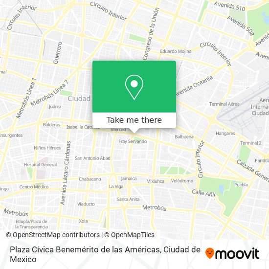 Mapa de Plaza Cívica Benemérito de las Américas