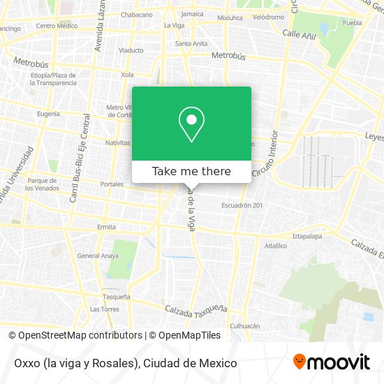 Mapa de Oxxo (la viga y Rosales)