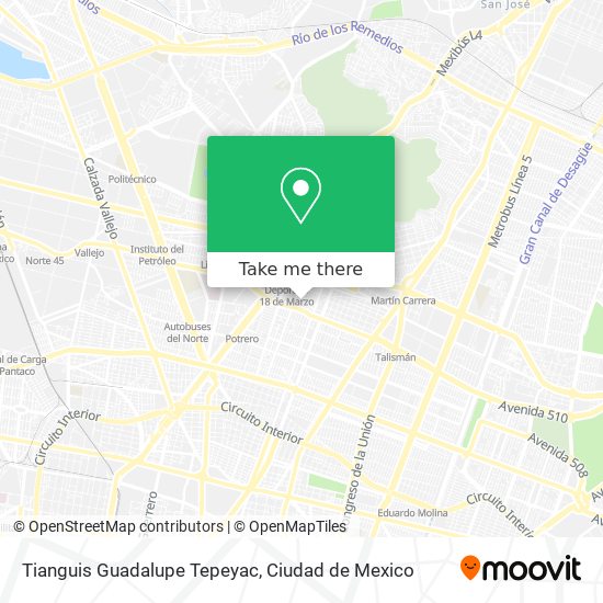 Tianguis Guadalupe Tepeyac map