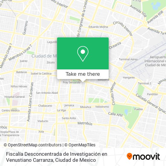 Fiscalía Desconcentrada de Investigación en Venustiano Carranza map