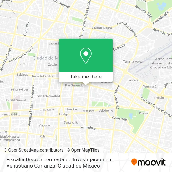 Fiscalía Desconcentrada de Investigación en Venustiano Carranza map