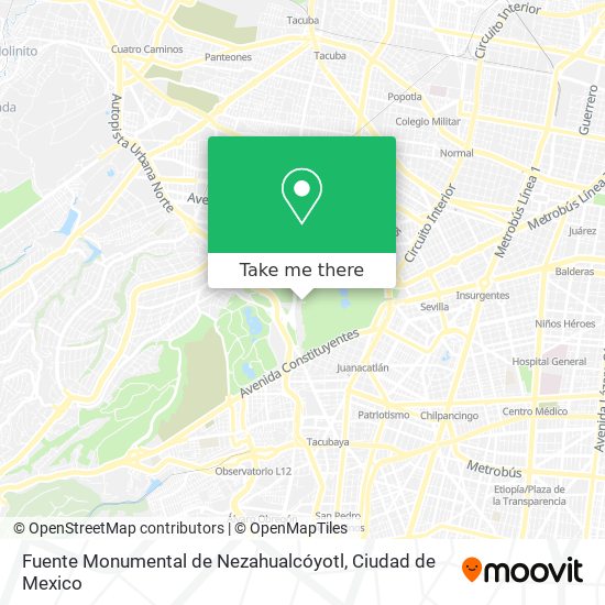 Mapa de Fuente Monumental de Nezahualcóyotl