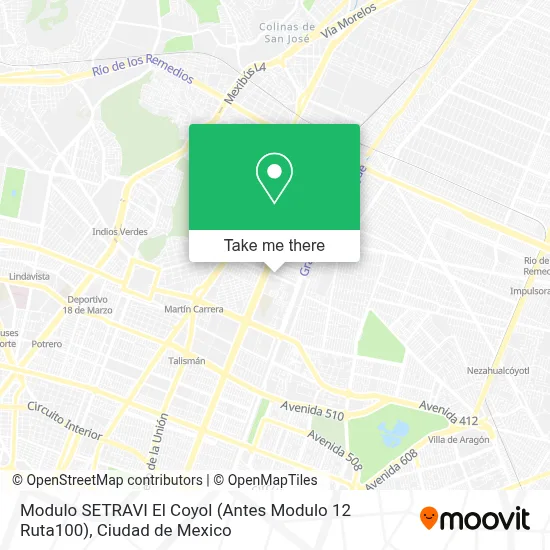 Modulo SETRAVI El Coyol (Antes Modulo 12 Ruta100) map