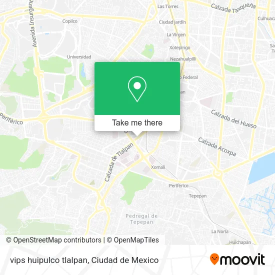 Mapa de vips huipulco tlalpan