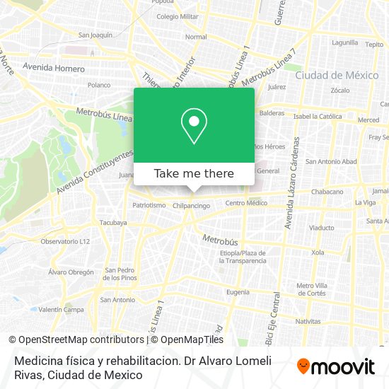 Medicina física y rehabilitacion. Dr Alvaro Lomeli Rivas map