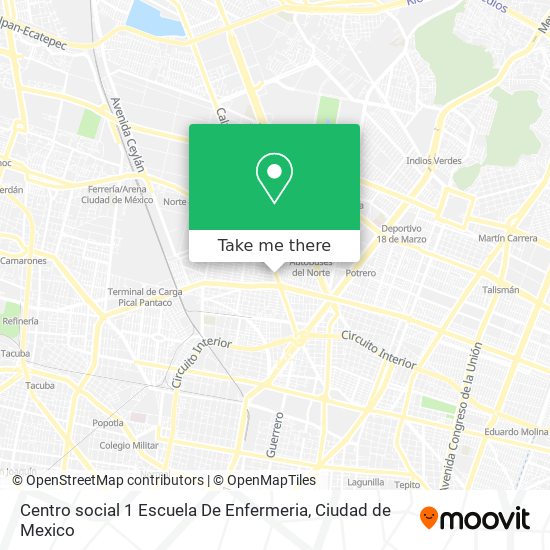 How to get to Centro social 1 Escuela De Enfermeria in Azcapotzalco by Bus  or Metro?