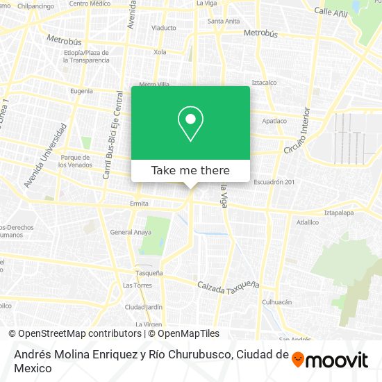 Andrés Molina Enriquez y Río Churubusco map