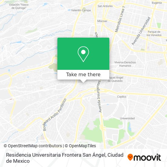 Residencia Universitaria Frontera San Ángel map