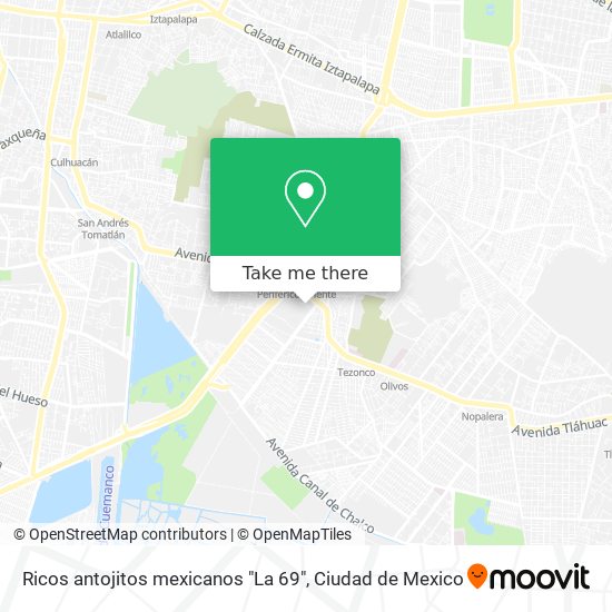 Ricos antojitos mexicanos "La 69" map