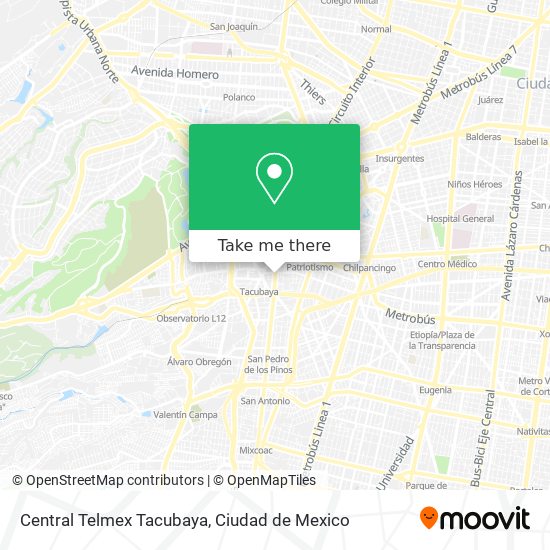 Central Telmex Tacubaya map