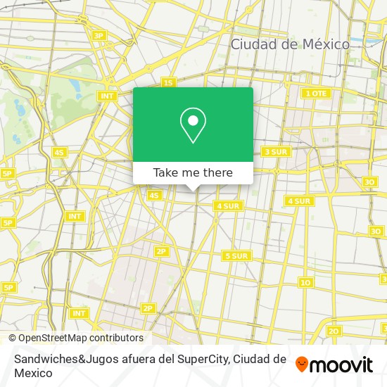 Mapa de Sandwiches&Jugos afuera del SuperCity