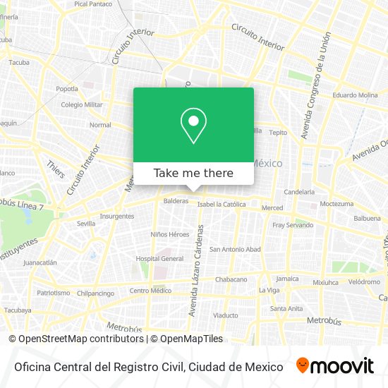Mapa de Oficina Central del Registro Civil