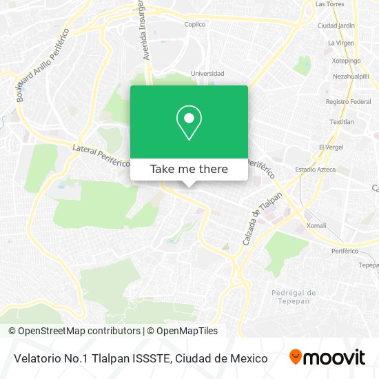 Velatorio No.1 Tlalpan ISSSTE map