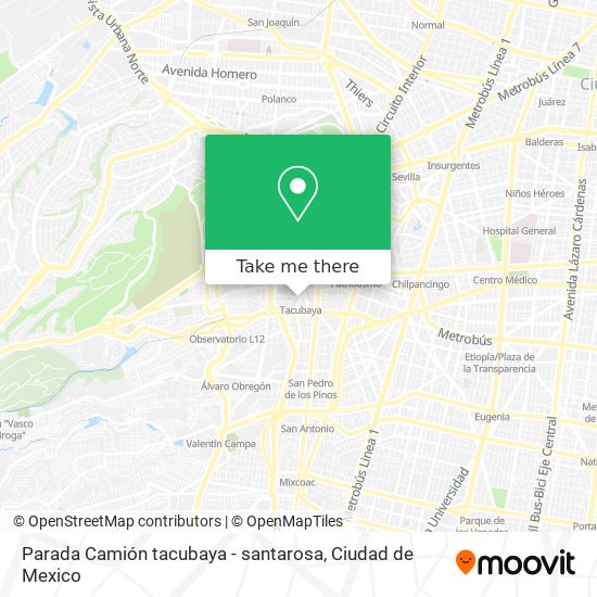 Parada Camión tacubaya -	santarosa map