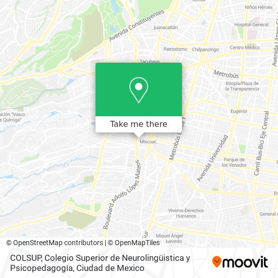 Mapa de COLSUP, Colegio Superior de Neurolingüistica y Psicopedagogía