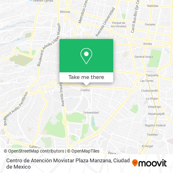 Mapa de Centro de Atención Movistar Plaza Manzana