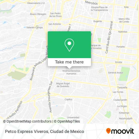 How to get to Petco Express Viveros in Alvaro Obregón by Bus or Metro?