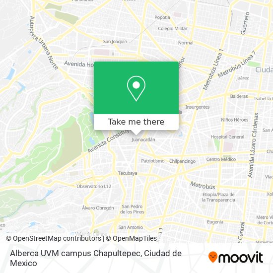 Alberca UVM campus Chapultepec map