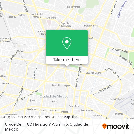 Cruce De FFCC Hidalgo Y Aluminio map