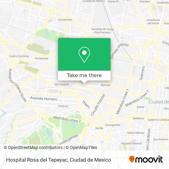 Mapa de Hospital Rosa del Tepeyac