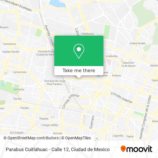 Mapa de Parabus Cuitláhuac - Calle 12