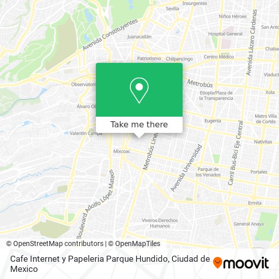 Mapa de Cafe Internet y Papeleria Parque Hundido