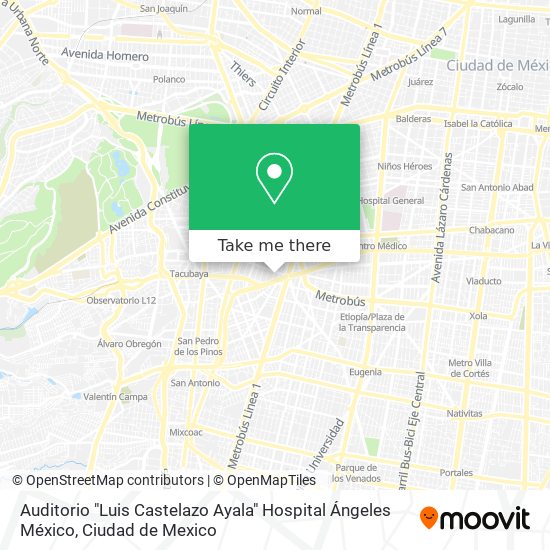 Mapa de Auditorio "Luis Castelazo Ayala" Hospital Ángeles México