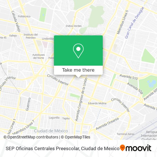 Mapa de SEP Oficinas Centrales Preescolar