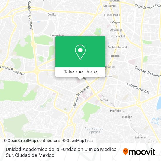 Mapa de Unidad Académica de la Fundación Clínica Médica Sur