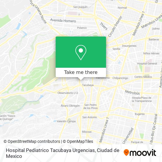 Mapa de Hospital Pediatrico Tacubaya Urgencias