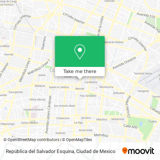 República del Salvador Esquina map