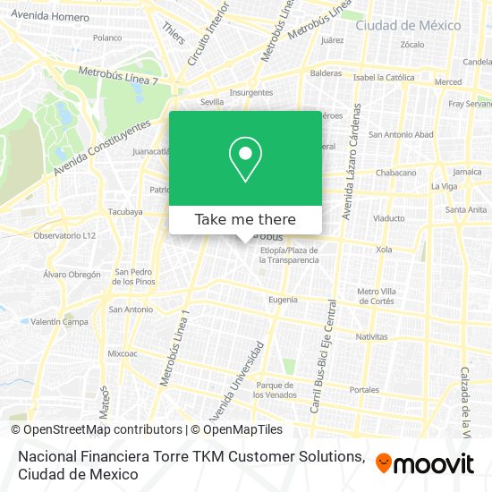Mapa de Nacional Financiera Torre TKM Customer Solutions