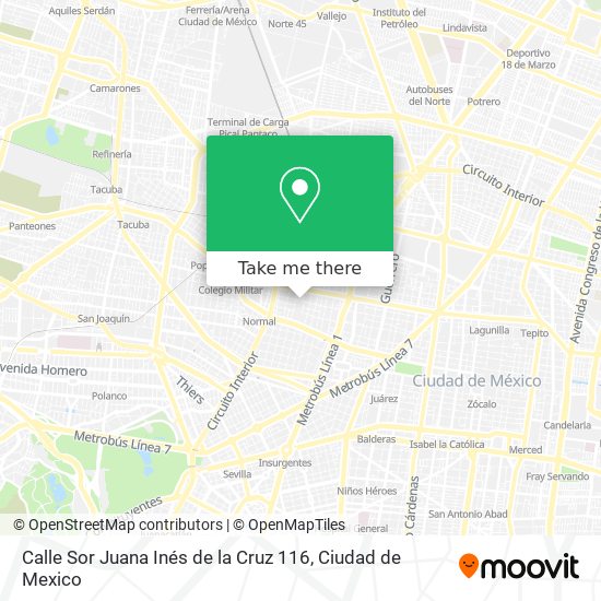 Mapa de Calle Sor Juana Inés de la Cruz 116