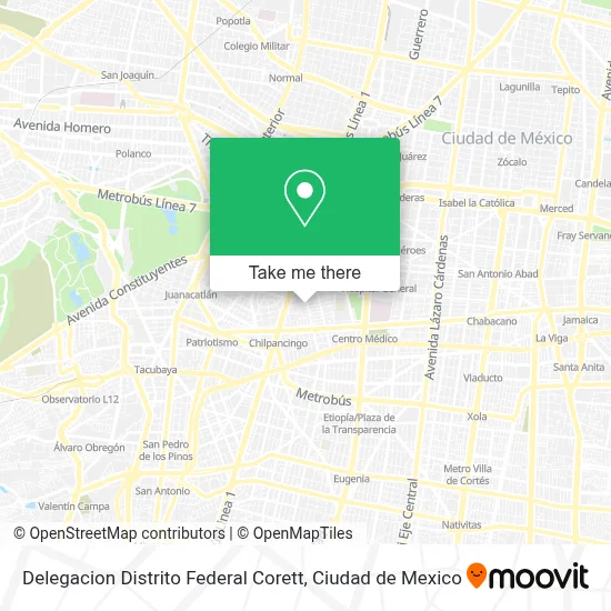 Delegacion Distrito Federal Corett map