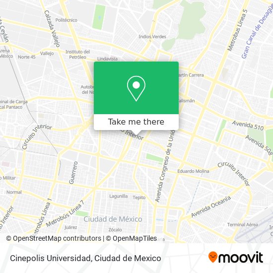 Mapa de Cinepolis Universidad