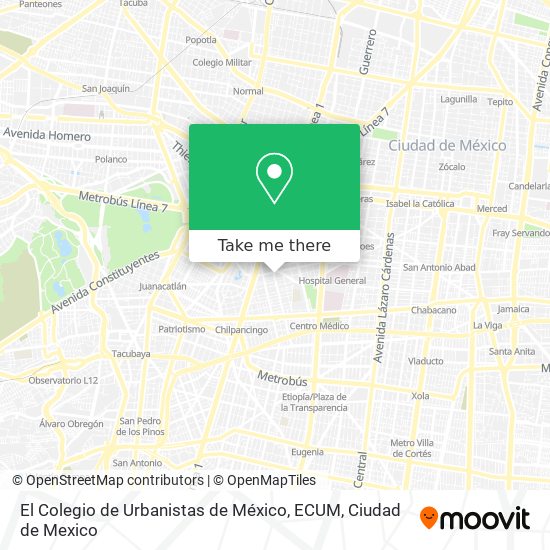 Mapa de El Colegio de Urbanistas de México, ECUM