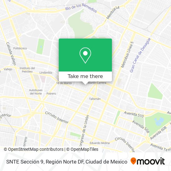 SNTE Sección 9, Región Norte DF map