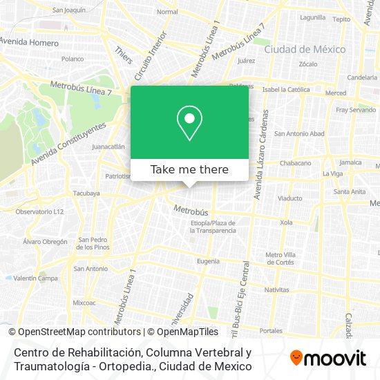 Centro de Rehabilitación, Columna Vertebral y Traumatología - Ortopedia. map