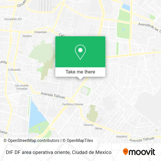 Mapa de DIF DF area operativa oriente