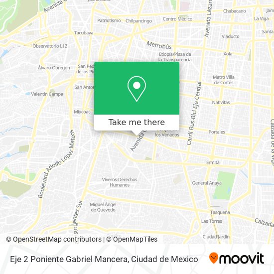 Mapa de Eje 2 Poniente Gabriel Mancera