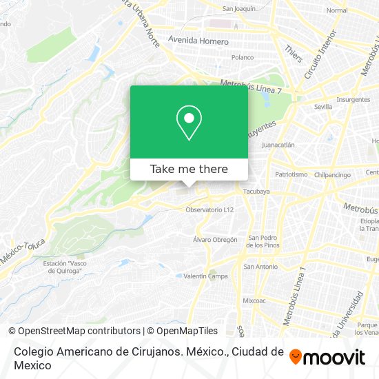 Colegio Americano de Cirujanos. México. map