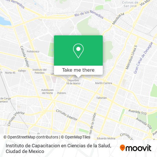 Mapa de Instituto de Capacitacion en Ciencias de la Salud