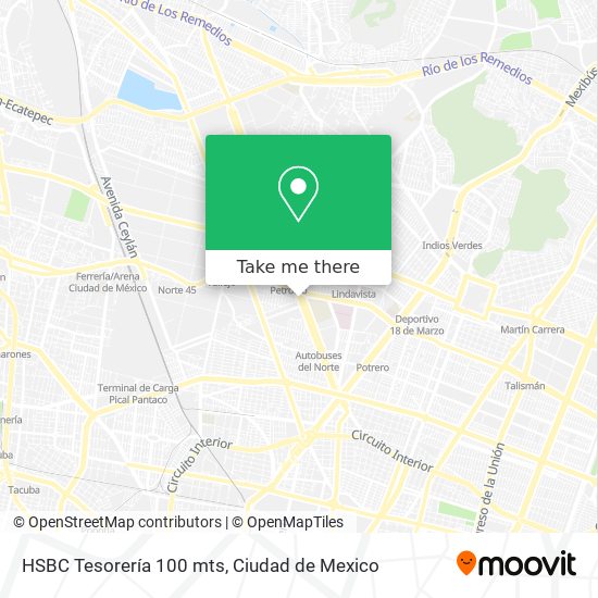 HSBC Tesorería 100 mts map